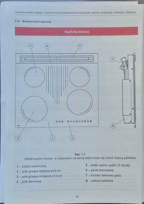 Płyta gazowa Solgaz INNOVA PREMIUM 3+1