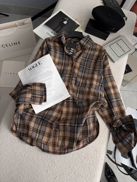 Трендова сорочка в клітинку вільного крою / рубашка в клетку