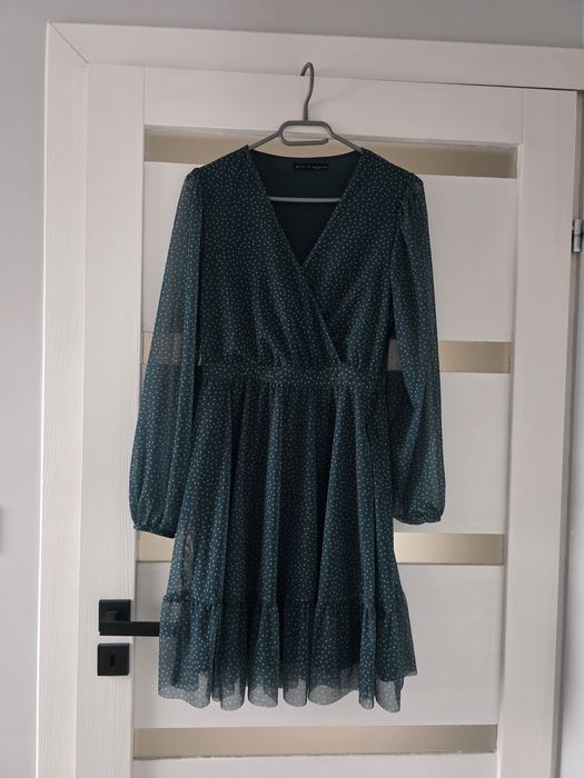 Sukienka zielona groszki Mohito 34 XS tiul