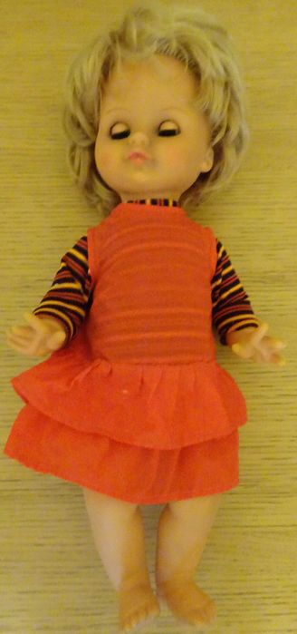 Lalka prl, ruchome oczy, zabawka PRL, vintage, lalka 38 cm