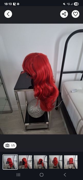 Peruka nowa cosplay długa czerwona lub niebieska