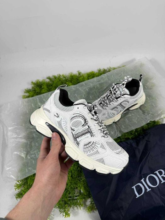 Кросівки Christian Dior Chrono Sneaker White Black Premium діор хроно білі