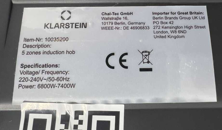 Індукційна плита  Чорний і білий колір Klarstein Delicatessa 90 Hybrid