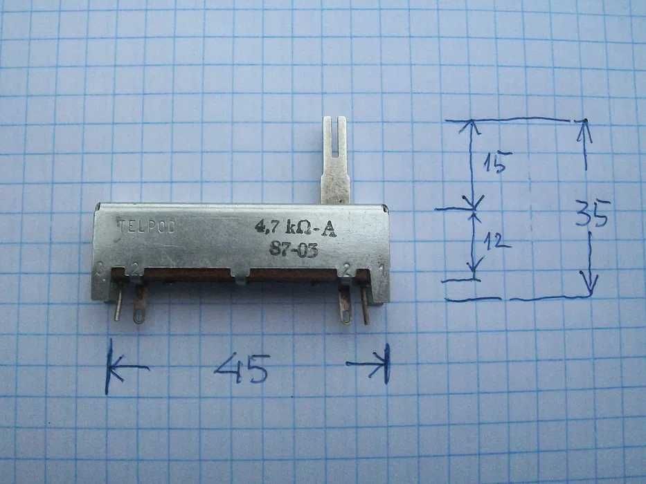 Potencjometr suwakowy 4,7kom/A Unitra TELPOD - kpl. 8szt za 45zł
