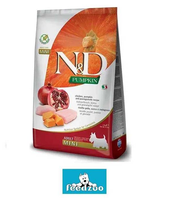 Сухий корм Farmina (Фарміна) N & D Grain Free Pumpkin Dog Chicken & Pomegranate Adult Mini беззерновий для дорослих собак малих порід, з куркою 7 кг