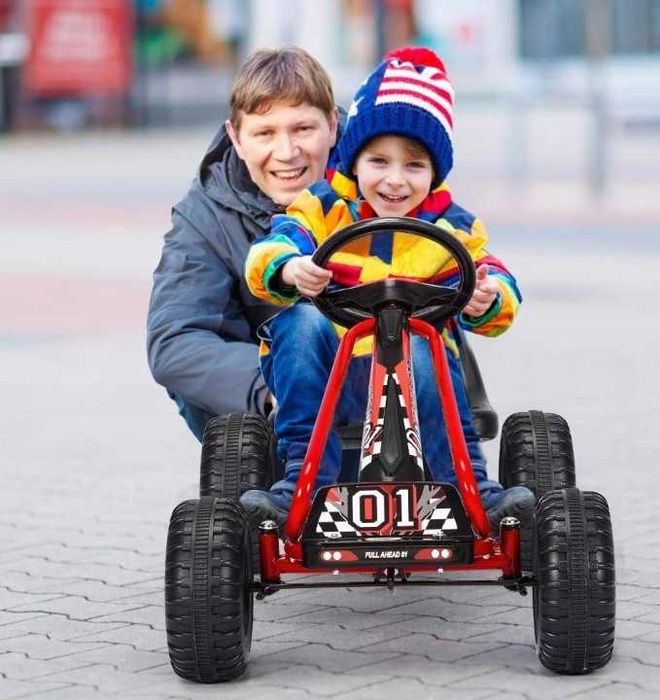 DUŻY Gokart Na Pedały POMPOWANE koła AIR Gokart do 30 kg 3-7 lat