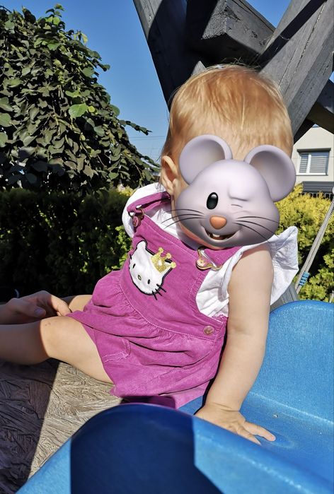 Sukienka na szelkach ogrodniczka sztruks Hello Kitty H&M 74