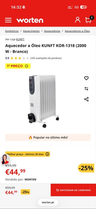 Aquecedor a óleo Kunft 2000W