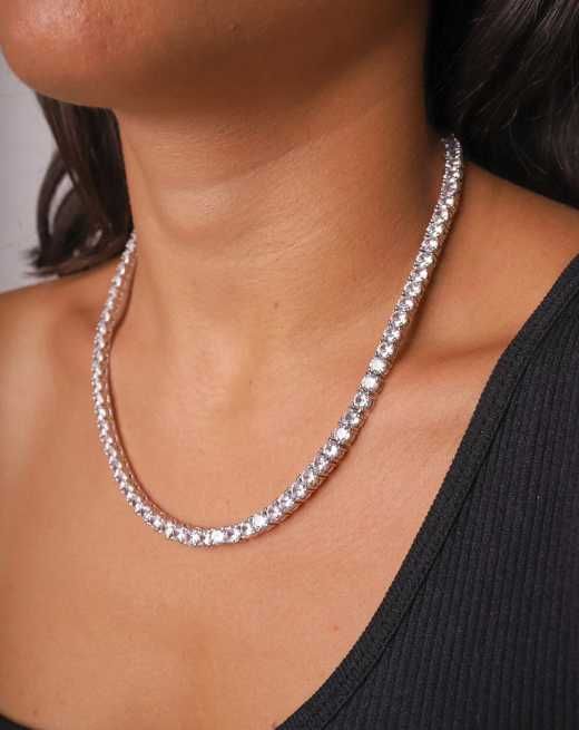 Colar de Ténis com Corte Redondo de 4mm com Zircónias Cúbicas Redondas