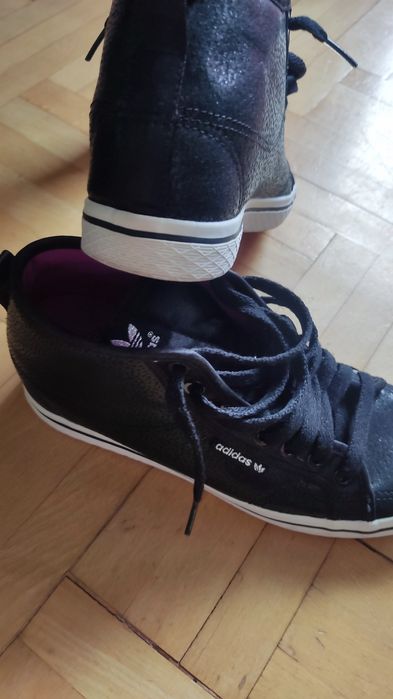 Trampki damskie wysokie platforma sneakersy Adidas czarne 40