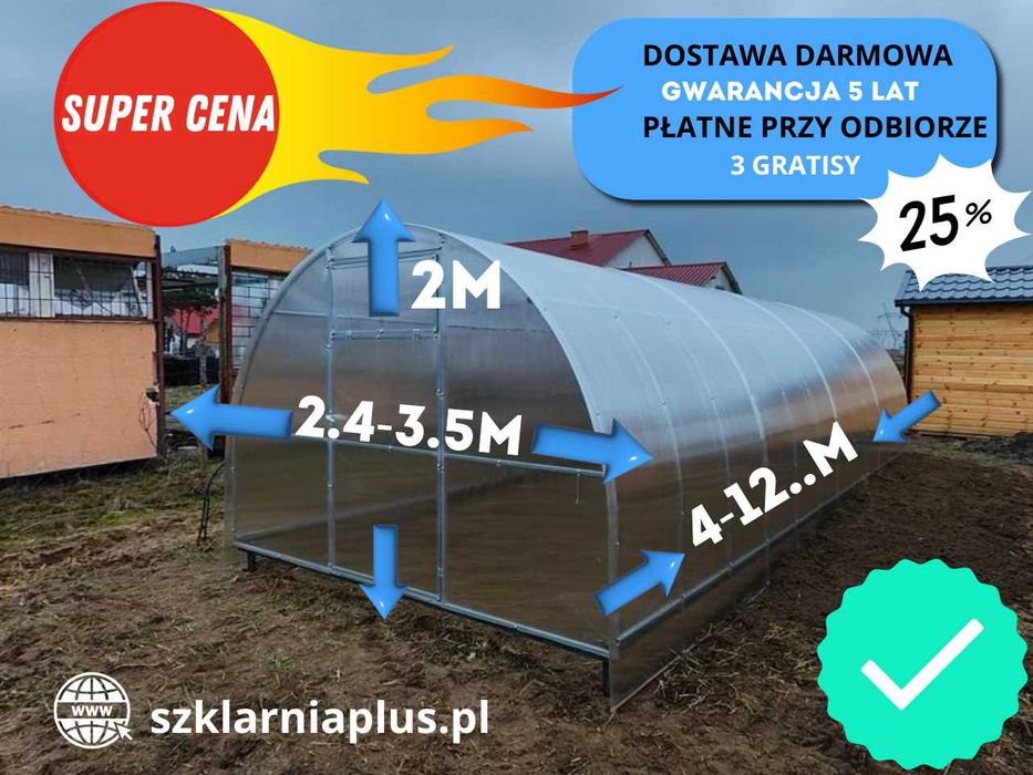 Szklarnia  4m/3m/2m. Promocja!!! DARMOWA DOSTAWA