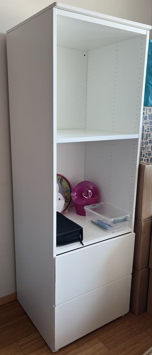 Estante branca com 2 gavetas