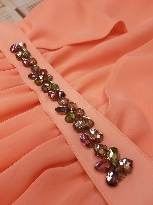 Платье персиковое шифоновое летнее