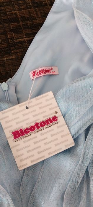 Cudna błękitna na komunię, wesele sukienka Botiocotone r.40