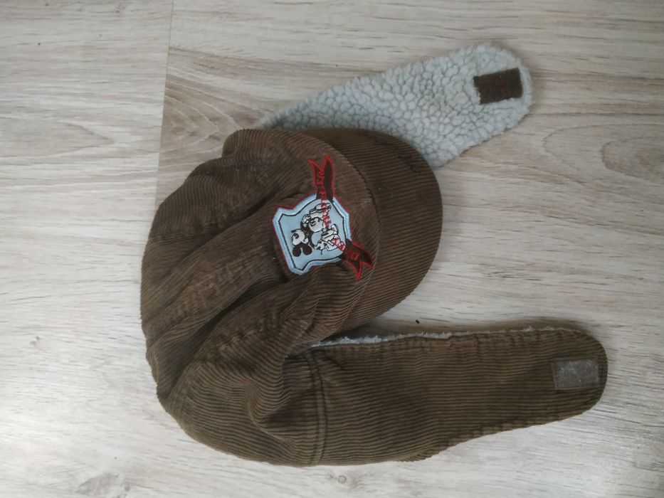 Czapka dziecięca chłopięca zimowa uszatka Mickey sztruks wełna