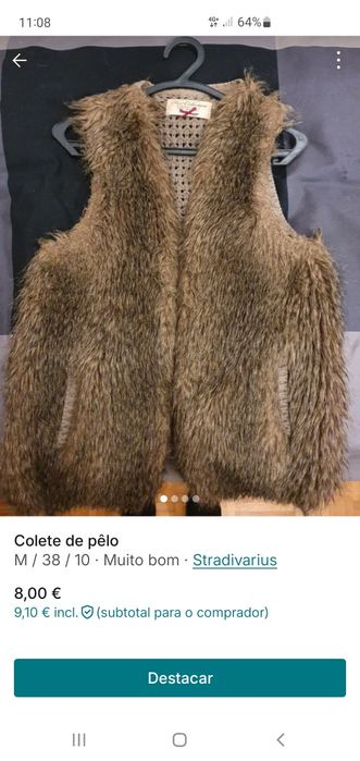 Colete de pêlo castanho