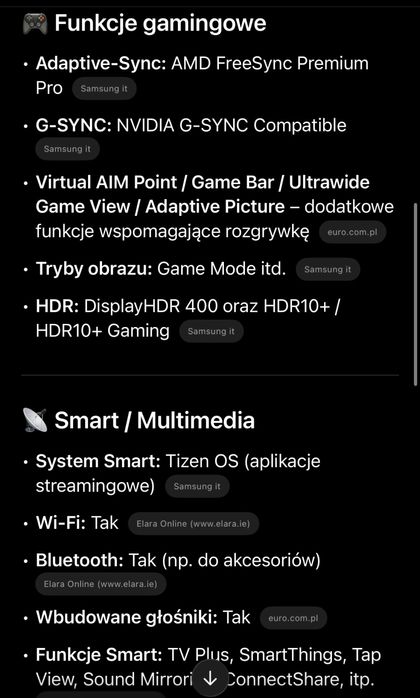 Monitor Samsung S32BG700EU Funkcja SMART