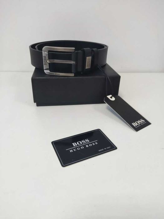 HUGO BOSS Męski pasek firmowy, skóra naturalna, Włochy 503-45
