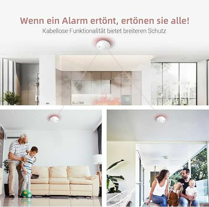 4x Czujnik detektor DYMU, Detektor ognia Alarm Putogesafe GS511