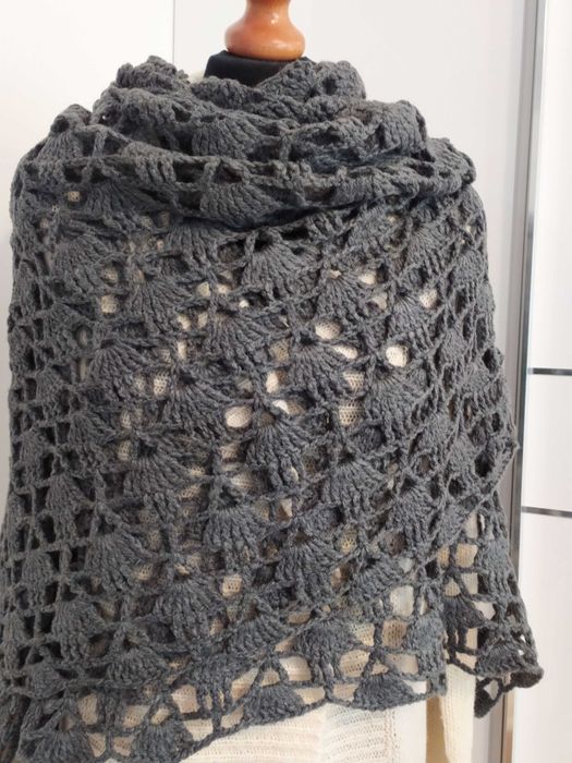 Chusta na szydełku handmade ciepła, mięciutka