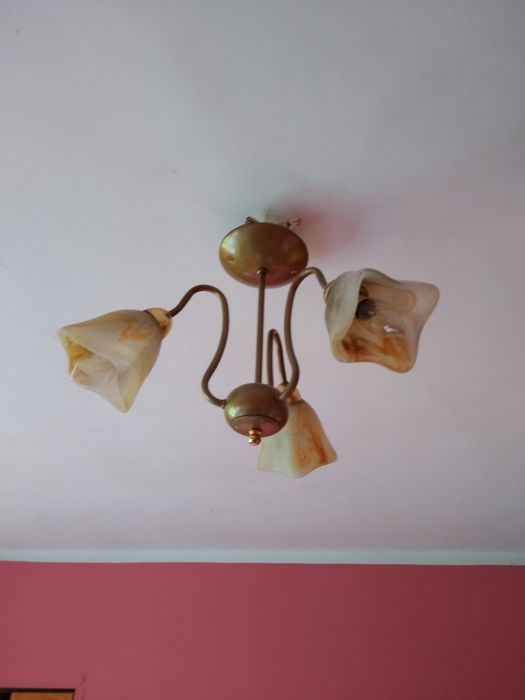 Żyrandol 3 lampy z kloszami e14 vintage style