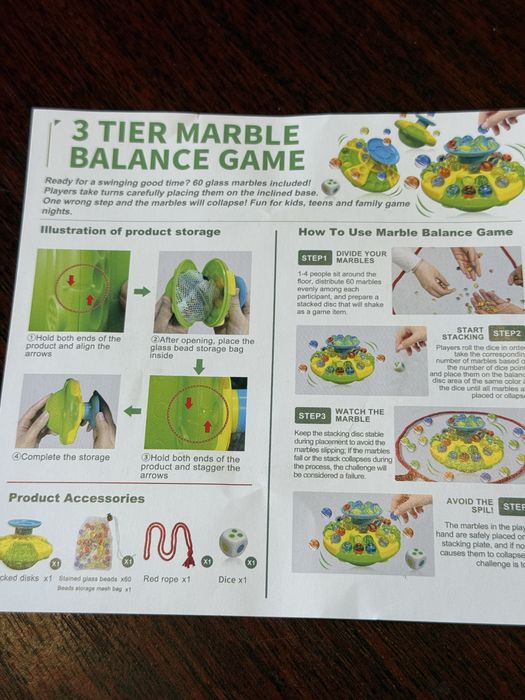 Дитяча настільна гра на баланс 3 Tier Marble Balance Game з кульками