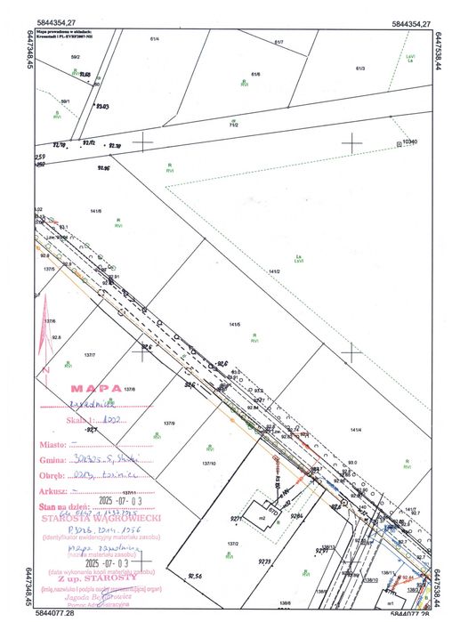 Sprzedam działkę  Łosiniec k. Skoków 3245 m2