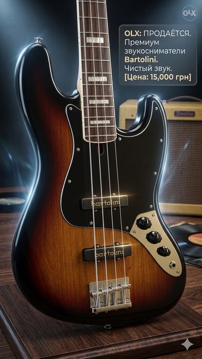 Бас-гитара Jazz Bass Sunburst / Датчики Bartolini