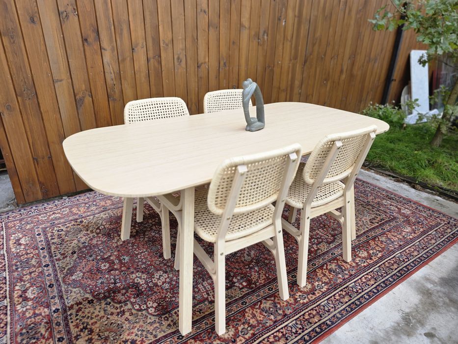 VOXLÖV bambusowy jasny stół  + 4 krzesła Ikea #2139 Stylowy Węgrow
Stó