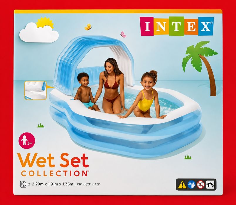 NOWY Basen Dmuchany z Daszkiem INTEX 57186 Wet Set Family Pool [229x191 cm / 530 l]