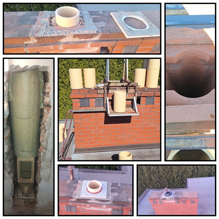 Naprawa komina frezowanie wkład ceramiczny i stalowy, kotły na pellet