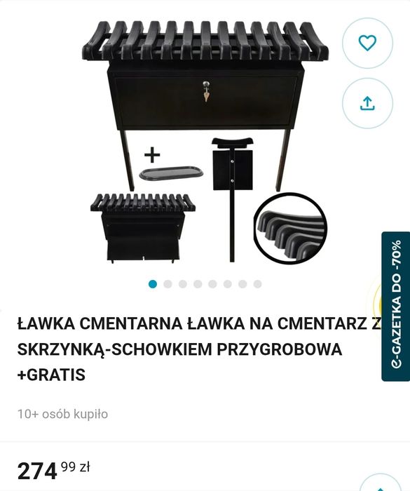 Ławka cmentarna nowa