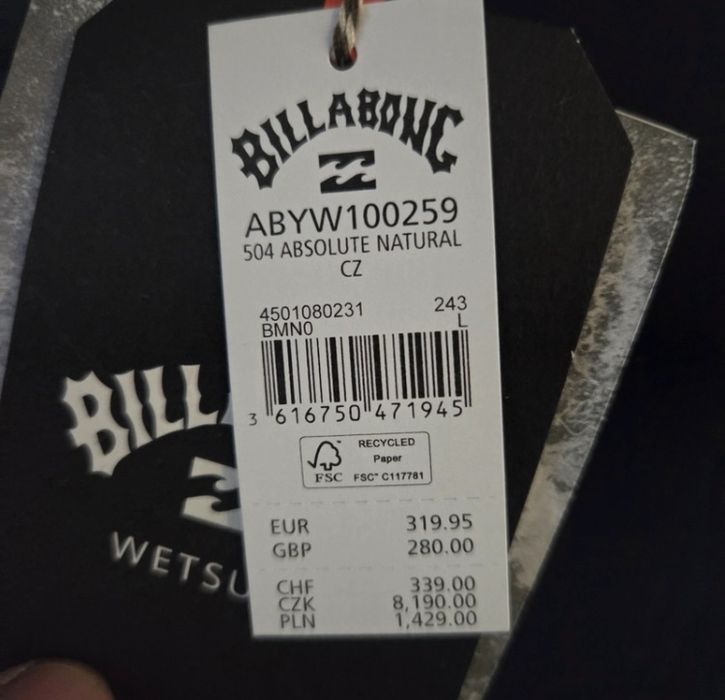 Fato de surf Billabong Absolute Natural 5/4