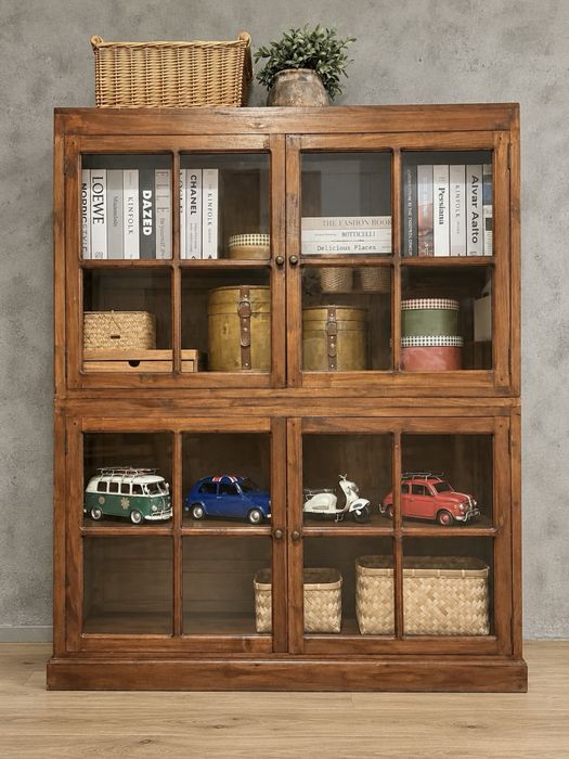 vitrine estante armario movel aparador acacia oriental rustico
