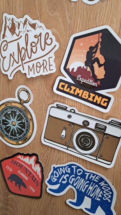Zestaw naklejek mix 20szt naklejki góry podróż camping wspinaczka duże