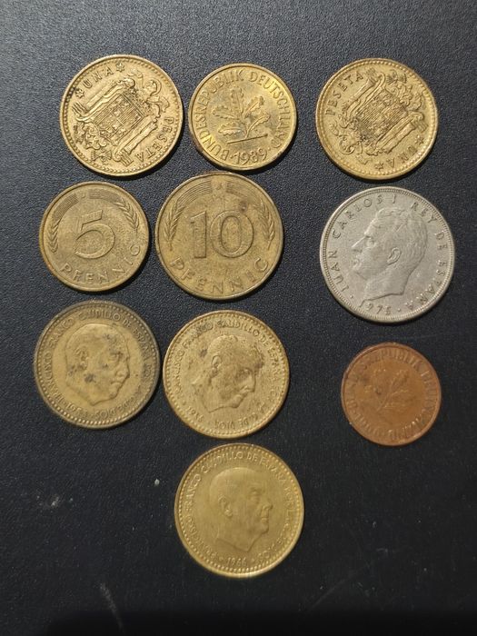 Lote 10 moedas Espanha e Alemanha