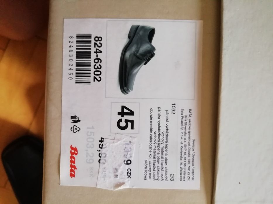 Skórzane eleganckie buty męskie Bata 45/46