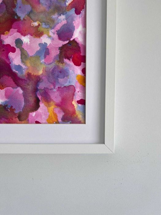 Quadro - Pintura abstrata em acrílico com moldura