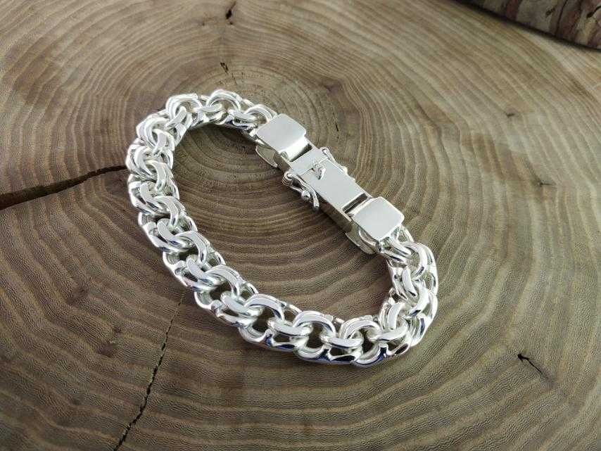 Широкий Серебряный браслет Бисмарк замок коробочка. Срібний Бісмарк