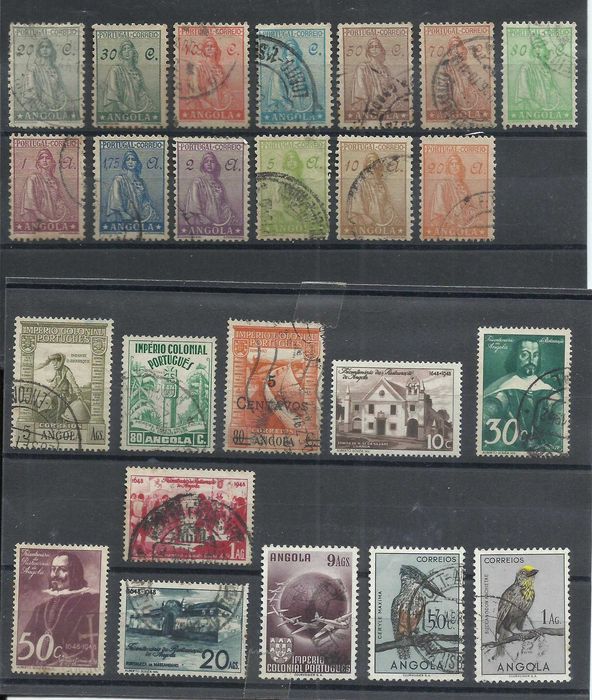 Selos das ex-colónias portuguesas, 180 selos de Angola, maioria usados