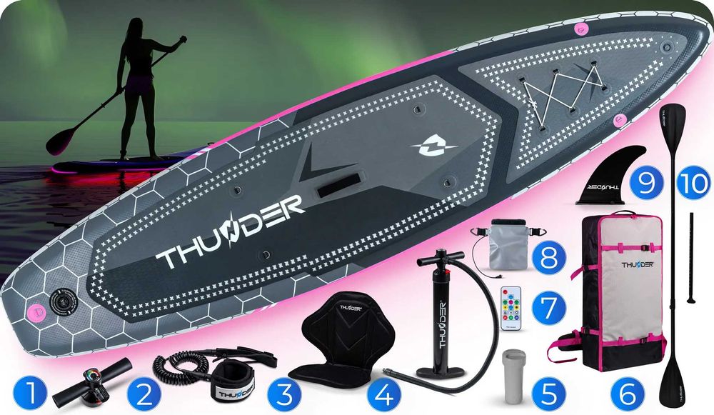SUP Thunder Mossa з ПІДСВІТКОЮ САП борд board доска SUP дошка 320x75x15 Stand Up Paddle каяк байдарка надувний надувна AQUA MARINA MONSTER AQUAMARINA