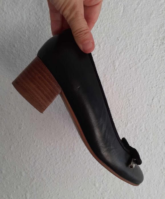 Sapatos salto tipo sabrina pele pretos 36 Gianna