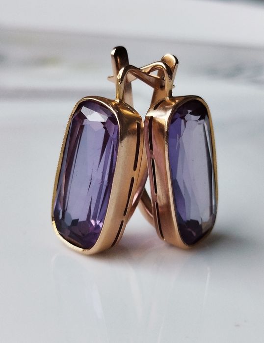 Золотые серьги с Александритом СССР Золоті радянські сережки