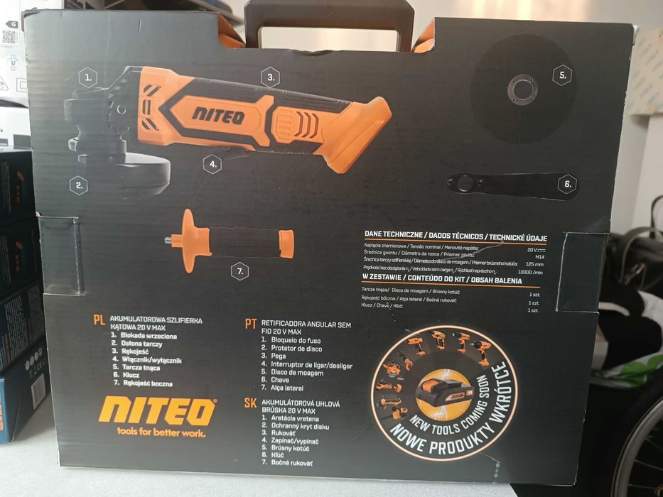 Szlifierka kątowa akumulatorowa NITEO TOOLS 20V MAX