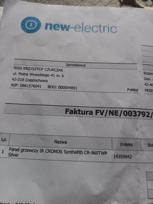 Panel grzewczy Cronos