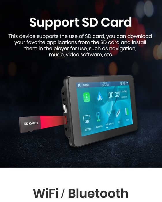 Rádio portátil 7 polegadas com CARPLAY e android auto NOVO