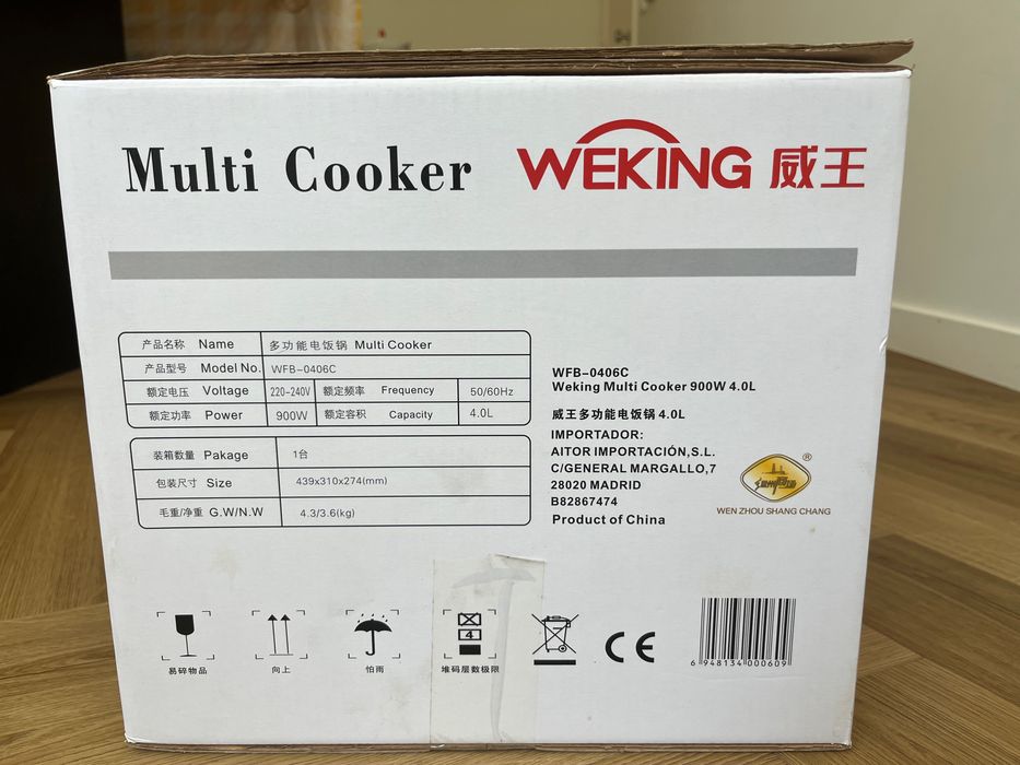 Arroceira / Multicooker Weking 4,0 L - NOVA - Nunca utilizada