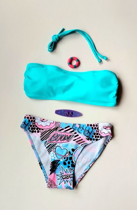 Купальник + кроп-топ набір трійка 128-134-140-146-152-158