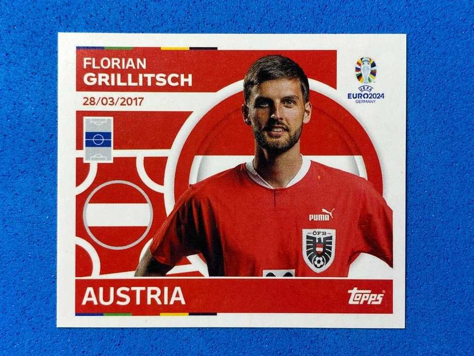 Topps UEFA Euro 2024 Trading Card AUT12 Florian Grillitsch (Austria)