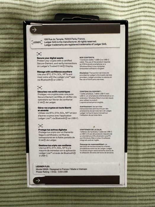 Ledger Flex Crypto Wallet Selada